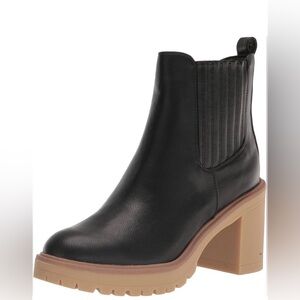 DV by Dolce Vita Black Ankle Boots with Lug Tan Sole
